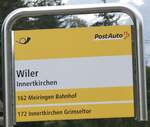 (266'834) - PostAuto-Haltestellenschild - Innertkirchen, Wiler - Am 8.