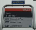 (148'349) - RBS-Haltestellenschild - Lyss, Bahnhof - am 15.