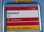 (229'978) - aare seeland mobil/PostAuto-Haltestellenschild - Lyss, Bahnhof - am 31.