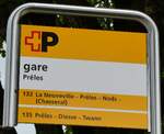 (286'500) - +P-Haltestellenschild - Pr�les, gare - am 28.