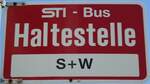 (128'171) - STI-Haltestellenschild - Thun, S+W - am 1.