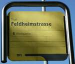 (256'053) - STI-Haltestellenschild - Thun, Feldheimstrasse - am 9.