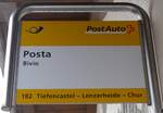 (168'499) - PostAuto-Haltestellenschild - Bivio, Posta - am 23.