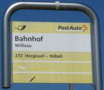 (286'271) - PostAuto-Haltestellenschild - Willisau, Bahnhof - am 21.