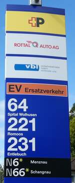 (280'972) - +P/ROTTAL AUTO AG/vbl-Haltestellenschild - Wolhusen, Bahnhof - am 4.