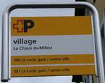 (268'396) - +P-Haltestellenschild - La Chaux-du-Milieu, village - am 24.