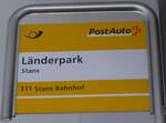(186'812) - PostAuto-Haltestellenschild - Stans, Lnderpark - am 9.