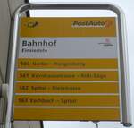 (199'805) - PostAuto-Haltestellenschild - Einsiedeln, Bahnhof - am 8.