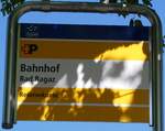 (277'109) - +P-Haltestellenschild - Bad Ragaz, Bahnhof - am 20. Juni 2025