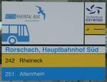 (247'540) - RTB/PostAuto-Haltestellenschild - Rorschach, Hauptbahnhof Sd - am 21.