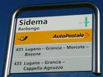 (242'814) - PostAuto-Haltestellenschild - Barbengo, Sidema - am 16.