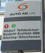 (195'431) - AUTO AG URI-Haltestellenschild - Altdorf, Gemeindehaus - am 1.