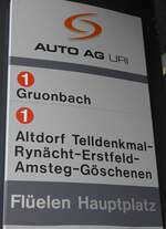 (150'557) - AUTO AG URI-Haltestellenschild - Flelen, Hauptplatz - am 10. Mai 2014