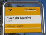 (187'951) - PostAuto-Haltestellenschild - Leysin, place du March - am 14.