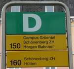 (280'725) - PostAuto-Haltestellenschild - Wdenswil, Bahnhof - am 27.