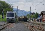 Das Blonay-Chamby Pfingstfestival begann erfreulich: Der MOB Gepäcktriebwagen FZe 6/6 2002 von 1932 brachten den ersten Zug nach Blonay.