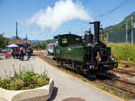 Sie hat uns am 27 Mai 2023 nach Blonay gebracht, die ex LEB G 3/3 Nr. 5  Bercher  (Lausanne–Echallens–Bercher-Bahn). Nun muss sie erst mal für die Rückfahrt zum Museum Chaulin wieder umsetzen.