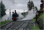 Kühles und feuchtes Wetter ist zwar kein  Postkartenwetter  dafür fasziniert der Rauch und Dampf der SEG G 2x 2/2 105 der Blonay-Chamby Bahn um so mehr.