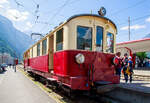 Der wunderschöne ehemalige Martigny-Châtelard-Bahn (MC) Triebwagen ABDeh 4/4 32  le tracteur  ( der Traktor ) vom Verein Train Nostalgique du Trient, ex MC BCFe 4/4, ex SBB CFeh 4/4