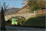 Der Regioalzug 441 verschindet und der Fussgängerbrücke oberhalb von Aigle und wird in Kürze die Rohne-Eben, und damit Aigle errreichen.