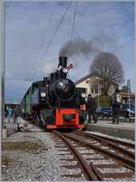 Die Blonay-Chamby Bahn G 2x 2/2 105 zog den Extrazug zum würdigen Schluss-Akt des  alten Bahnhofs  von Châtel und kam so zu eine recht langen Fahrt von Chaulin via Montbovon nach