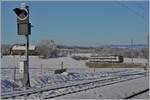 Ein SBB RBDe 560  Domino ist als RE bei der Kreuzungsstation Vuisternens-devant-Romont auf dem Weg nach Romnont.