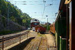 Unterwegs mit der ehemalige Berninabahn BB Ge 4/4 81 der Museumsbahn Blonay–Chamby, ex RhB Ge 4/4 181, ex BB Ge 4/4 81, ex BB Ge 6/6 81, am 27.