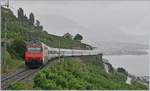 Umleitungsverkehr via die  Train des Vignes  Strecke infolge Restaurierung des Bertholod Tunnels: Die SBB RABe 460 ist mit ihren IR 30913 auf dem Weg nach St-Maurice und konnte oberhalb von