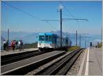 Ein RB Zug verlsst am 04.08.2007 die Haltetstelle Rigi-Kulm und begibt sich auf den Weg nach Arth-Goldau.