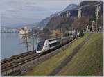 An einigen Wintersamstagen kann man beim Château de Chillon in relativ kurzer Zeit zwei internationale Züge fotografieren: den ETR 610 (RABe 503) als EC 32 von Milano nach Genève und