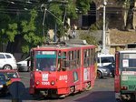 LKP (Львівське комунальне підприємство) LET (Lviv Elektro Trans) TW 1066 Tatra KT4SU Baujahr 1984. Torhova Strasse, Lviv 08-09-2016.